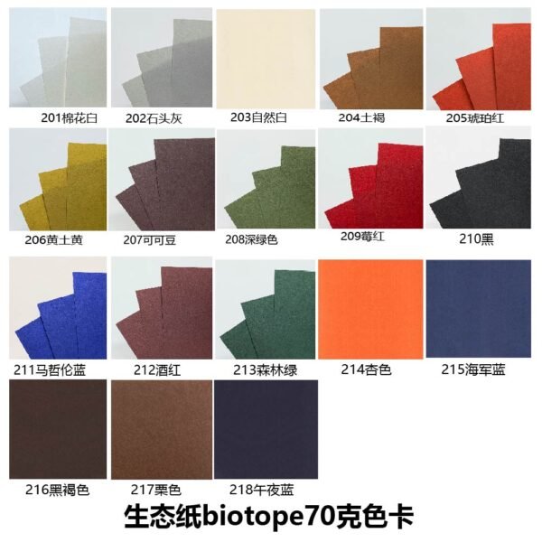 生态70克色卡_画板 1 生态纸BIOTOPE70克全尺寸18色折纸手工纸特种纸两面同色